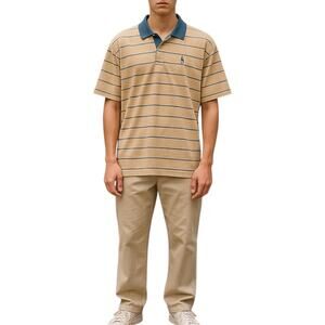 Peter Millar Short Sleeve Striped Polo Shirt Orange Blue Size XL